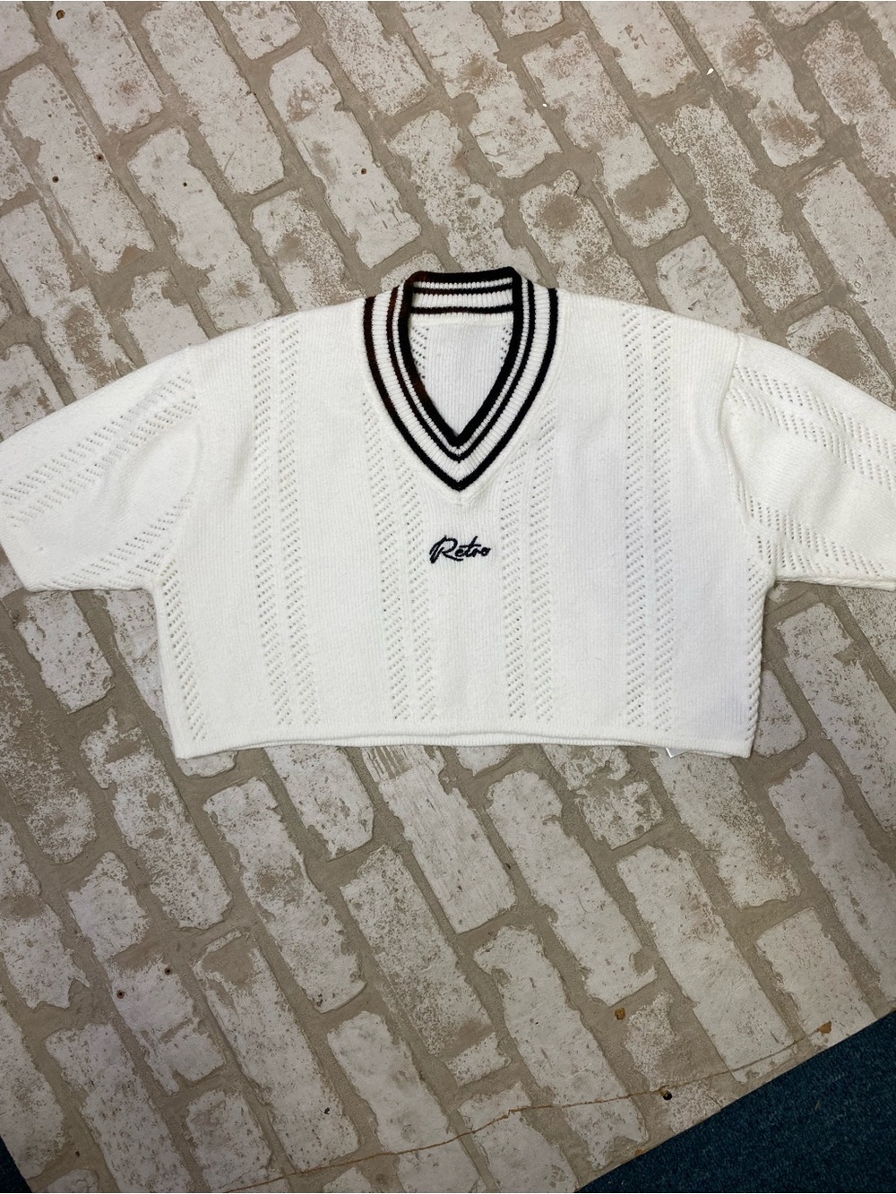 Cider Retro Crop Sweater Women's Size XS White